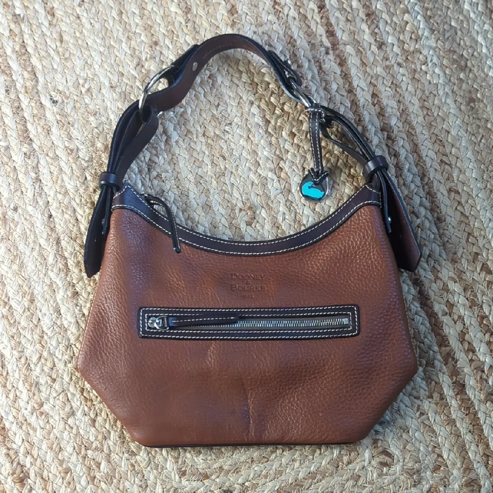 Dooney & Bourke Brown Leather Hobo Handbag - Picture 2 of 16